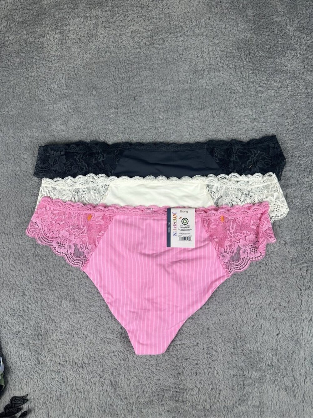 Joyspun Women's Micro and Lace Thong Panties 3-Pack Size XXXL 22